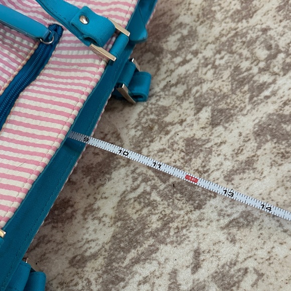 Braciano Pink and Teal Striped Bag - Picture 2 of 13